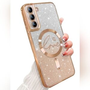 Elegant Glitter Phone Case For Samsung S21 with Gold Accents
